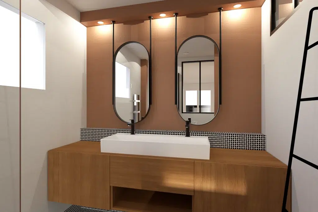 Travaux de rénovation totale d'une salle de bain à Amiens - Vue 3D